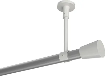 Produktbild von Interdeco Gardinenstange / Vorhangstange Silbergrau / Weiß, Typ Sonette Sitra (Konus) ohne Ringe, Deckenmontage, 20 mm Ø 1-läufig, 220 cm