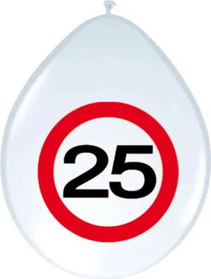 Produktbild von 8 LUFTBALLONS D:30cm MIT DER ZAHL 25 Motiv Schild