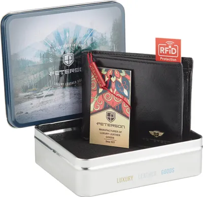 Obrázok produktu pre Peterson Pánska kožená peňaženka so zabezpečením RFID Hargrove hnedá univerzálna