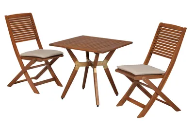 Produktbild von Merxx Gartenmöbel Set Bali 5tlg., 2 Klappsessel. 2 Sitzauflagen, 1 Klappstuhl 70x70 cm- Akazie