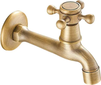 Obrázek produktu pro Nástěnný vintage kohoutek z masivního mosazi, připojení na studenou vodu pro kuchyňský dřez, umyvadlo (dlouhé)
