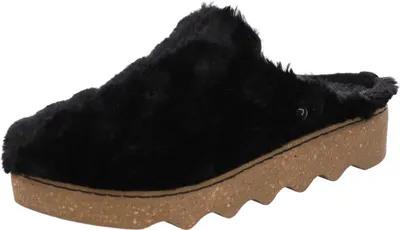 Produktbild von Rohde Damen Clog Pantolette Textil Plüsch flauschig weich bequem Foggia-D 6118, Größe:37 EU, Farbe:Schwarz