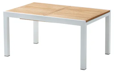 Image de Table BALIteck 6/10 personnes structure aluminium blanche, plateau en lame de Teck