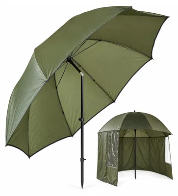 Produktbild von Traxis Eco Schirmzelt + Anbauzelt 250cm - Unzerstörbarer Schutz für Angler bei Regen, Sonne und Wind.