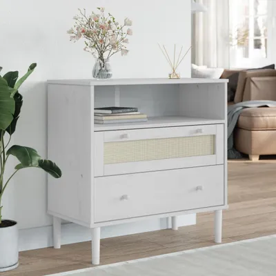 Productafbeelding van vidaXL Dressoir SENJA, rotanlook, wit, 80x40x80 cm, grenenhout