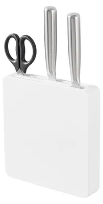 Messerblockhalter, 4 Schlitze, selbstklebend, 20,3x3,8x21 cm, weiß