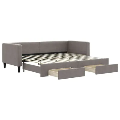Obrázek produktu pro vidaXL Rozkládací denní postel se zásuvkami Taupe 80x200 cm Látka