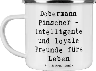 Produktbild von Mr. & Mrs. Panda Teetasse Spruch Dobermann Pinscher Freund - Weiß - Geschenk, Hunderassen, Schutzhund, Arbeitshunde, Kaffeepott, Hunderasse, becher emaille, Eigenschaften