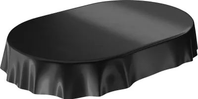 Produktbild von Tischdecke Wachstuch PVC abwaschbar Einfarbig Schwarz Oval 180x140cm Schnittkante