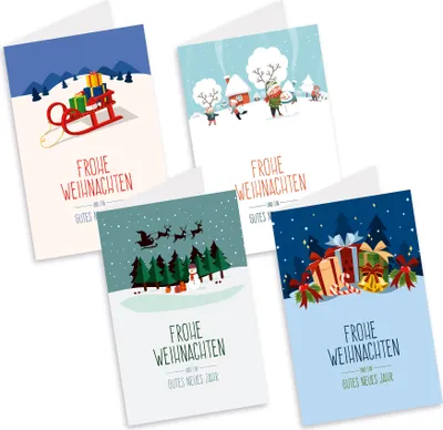 Produktbild von itenga Weihnachtskarten "Landschaften" 8x Klappkarte DIN A6 + Umschlag