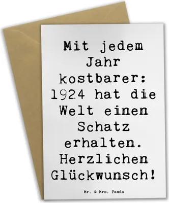 Produktbild von Mr. & Mrs. Panda Grußkarte Spruch 1924 Geburtstag - Weiß - Geschenk, Alles gut zum, Grußkarten, dankeskarten, Herzlichen Glückwunsch, liebevolle Geschenke, osterkarte
