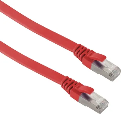 Produktbild von RJ45 Flachkabel m. CAT 7 Rohkabel slim rot 1m