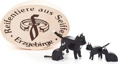Produktbild von Katzenfamilie in Spandose (3,5cm) von Dregeno Seiffen
