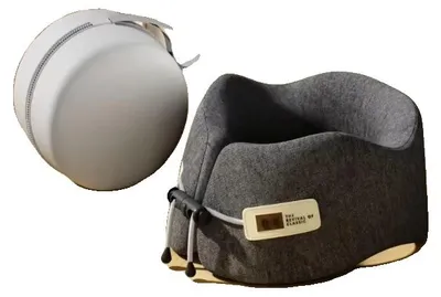 Obrázek produktu pro Polštář na podporu krku, výplň z paměťové pěny, ergonomický tvar písmene U, tmavě šedý, 24 x 24 x 12 cm