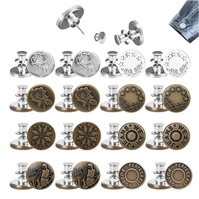 Jeansknöpfe 17 mm, abnehmbar, Metall, 16 Stück