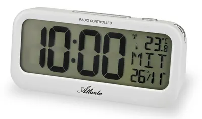 Digitalwecker, Kunststoff, Silber-Zifferblatt, beleuchtet, Snooze, Temperatur