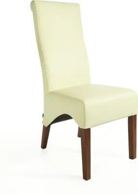 Produktbild von SIX® Lederstuhl Lederstühle Regina Weiß 2201 Nussbaum Esszimmerstuhl Stuhl Stühle