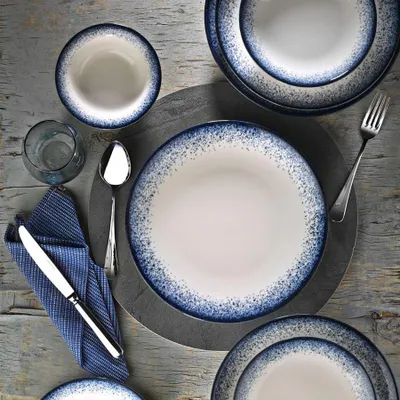 Obrázok produktu pre Sada riadu Hermia Concept (18 kusov) vyrobená zo 100% nano-porcelánu, tmavomodrej a bielej farby