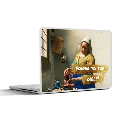 Produktbild von MuchoWow® Laptop Aufkleber Sticker Cover Milchmädchen - Gold - Zitate - Gemälde - Alte Meister 32.5x23.5 cm - Sticker für Laptop - Selbstklebend