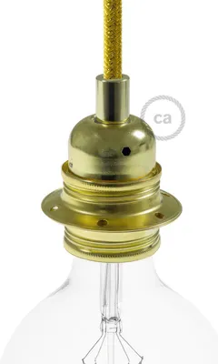 Immagine prodotto di Creative-Cables Kit portalampada E27 in Metallo con Doppia ghiera per Paralume - Cilindrico, Ottone