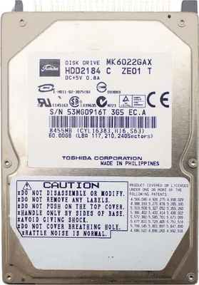 Produktbild von Festplatte, HDD, 2,5 Zoll, 60 GB, IDE/PATA, für Laptop/Notebook