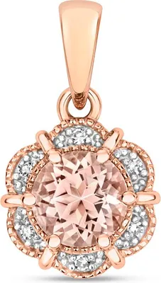 Produktbild von Funkelndes Feuer Atemberaubender 9 Karat (375) Rotgold Damen - Diamant Anhänger Brillant-Schliff HI - I1 mit Morganit; TRS34897