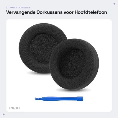 Productafbeelding van Vervangende Oorkussens voor Hoofdtelefoon (Mesh Stof/Zwart)