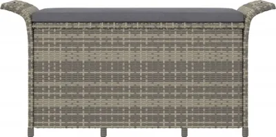 Image de The Living Store Banc de jardin avec coussins Gris 116x46x57 cm Poly rotin