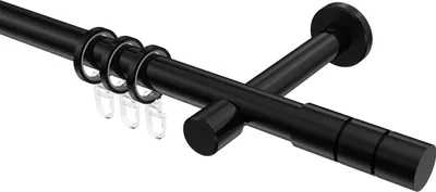 Produktbild von Interdeco Gardinenstange / Vorhangstange Schwarz, Typ Prestige Elanto (Rillenzylinder), 20 mm Ø 1-läufig, 320 cm
