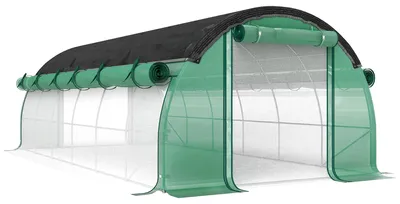 Produktbild von Moonbite Gewächshaus 6x3x2 m mit Sonnenschutznetz, 12 Fenstern, Rolltür und aufrollbaren Seitenwänden, 140 g/m² Plane mit Erdankern, Grün