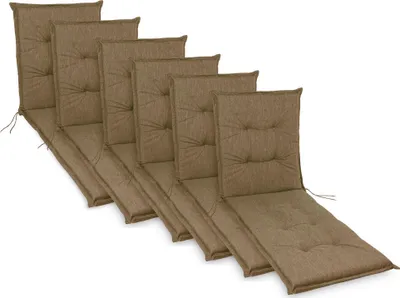 Produktbild von sunnypillow 6 Stück Liegenauflage 190 x 60  Auflage Polster für Gartenmöbel extra dick 9cm  Polsterauflagen für Gartenliege Sonnenliege Liegestuhl Kissen  Braun
