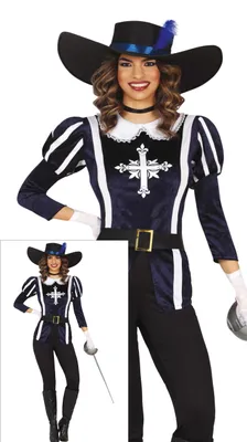 Produktbild von Musketiere Kostüm Historische Abenteuer Karneval Banditenthema Mantel Hut Stiefel Rüstung Eleganz Fantasy, Größe: 36 - 38 (S) Farbe: Weiß