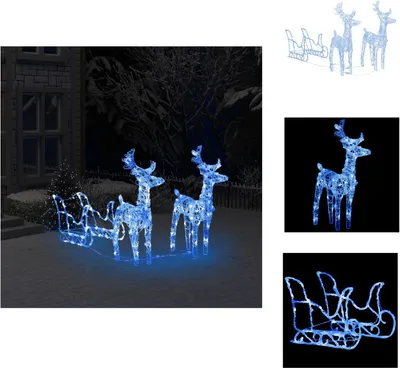 Zdjęcie produktu dla vidaXL Renifer i sanie dekoracja świąteczna 160 LED 130 cm akryl - oświetlenie świąteczne