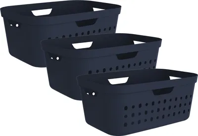 Produktbild von Rotho 3er Set Wäschesammler 55L Jona - Wäschekorb groß - Wäschetruhe 43,2 x 35,5 x 53,3 cm - Wäschebox mit Deckel - Wäsche Sammler aus Kunststoff