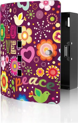 Produktbild von banjado Design Schlüsselkasten aus Edelstahl für 10 Schlüssel, Schlüsselschrank 24 x 21,5 x 7cm groß mit Magnetverschluss,  Love and Peace [BWSK 10037]