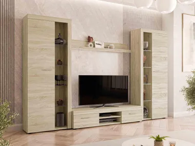 Produktbild von MIRJAN24 Wohnwand Farso XL, Modernes Wohnzimmer-Set, Schrankwand, Stilvoll Mediawand, TV-Möbel (ohne Beleuchtung, Sonoma Eiche)