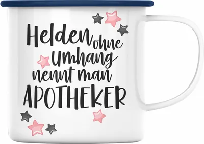 Produktbild von Trendation - Apotheker Emaille Tasse Geschenk Emaille Emaille Tasse Emaille Emaille Tasse Bester Apotheker Pharmazeut Arzneikundiger (Blau)