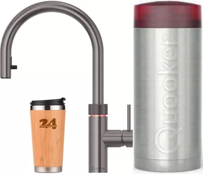 Obrázok produktu pre "QUOOKER Flex COMBI+ B vyťahovacia batéria Gunmetal PVD & 100°C (22+XGME)" (2-dielna) drezová batéria s funkciou varenia pri 100 °C