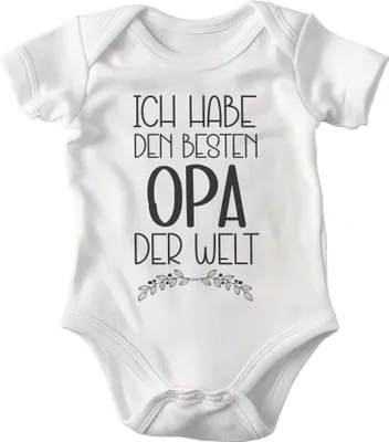 Produktbild von 22Feels Baumwolle Unisex Babybody Kurzarm Opa Weiss Strampler Babyparty Geschenk Babshower Schlupfkragen Weicher Einteiler für Neugeborene Babys (12-18M)
