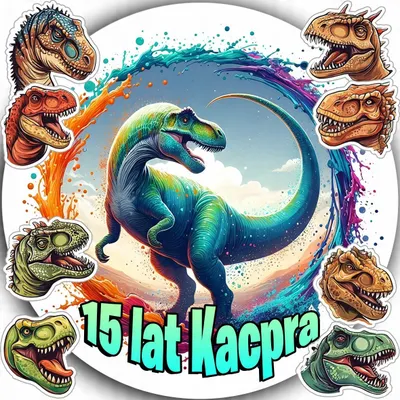 Produktbild von Opłatek Na Tort 20Cm - Dinozaur Dino Dekoracja Urodzinowa + Imię 15Cm 18Cm