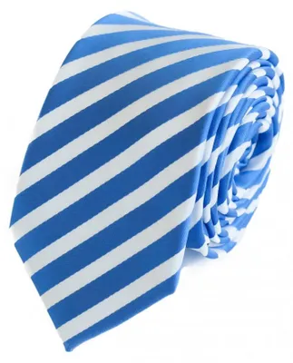 Produktbild von Fabio Farini - 1 Stück Gestreifte Blau Weiße Herren Schlips - Krawatten in 6cm Breite Schmal (6cm), Blau/Weiß