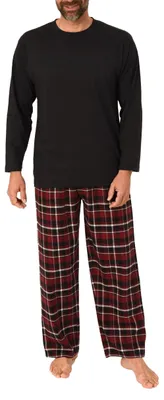 Produktbild von Herren Schlafanzug lang, Pyjama mit Flanell-Hose in Karo-Optik ; schwarz , 54