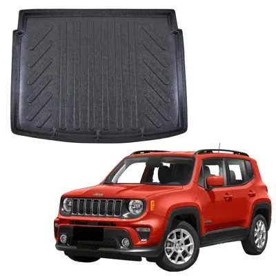 Image de Tapis De Coffre Sur Mesure Pour Jeep Renegade Depuis 2014, Noir, Antidérapant, Bord Haut, Toutes Saisons