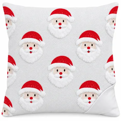 Obrázek produktu pro vánoční povlak na polštář 45x45 Santa Claus dekorativní vyšívaný bílý červený na pohovku ložnici