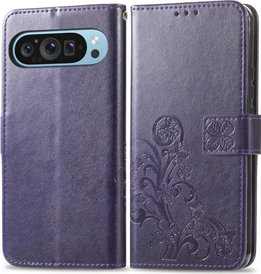 Produktbild von Mobigear Clover Handyhülle für Google Pixel 10 Pro XL – Klapphülle/Etui mit Geldbörsenfunktion – Lila