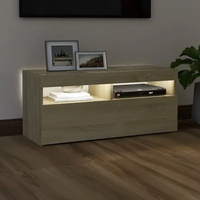 Produktbild von The Living Store TV-Schrank mit LED-Leuchten Sonoma-Eiche 90x35x40 cm