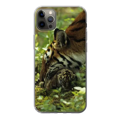 Produktbild von MuchoWow® Handyhülle Schutzhülle Hülle für iPhone 13 Pro Max Tiger - Pflanzen - Jungtier Silikon Softcase Handy Hülle - Mobiltelefon