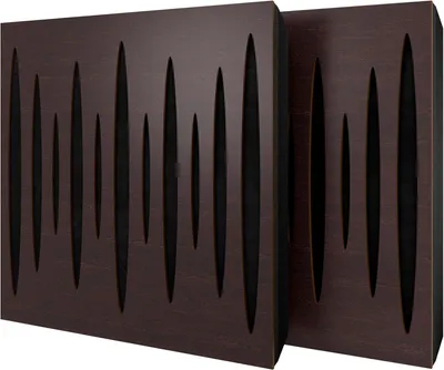 Produktbild von 2er-Pack – Akustikpaneel mit Samtstoff und Befestigungsset |50x50x5cm|Schallabsorption-Diffusion-Reflexion-Schalldämmung|[PULSAR -Wenge|Schwarz]
