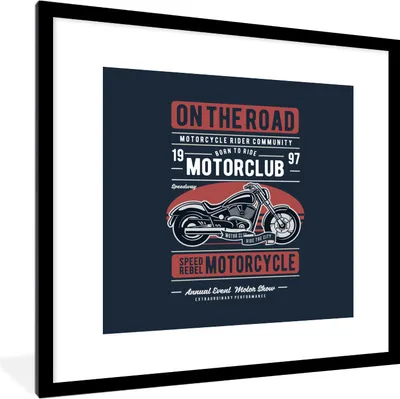 Produktbild von MuchoWow® MuchoWow® Gerahmtes Poster Motorrad - Retro - Zitat 40x40 cm - Poster mit zchwarzem Bilderrahmen - Poster - Plakat im Rahmen