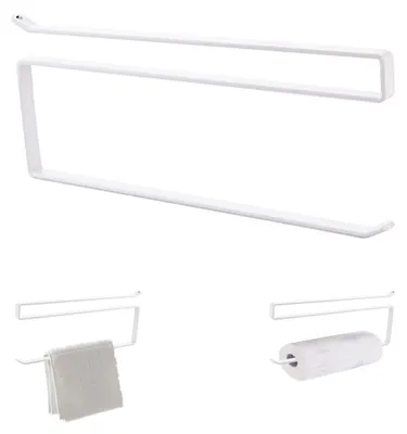 Produktbild von Bohrloser Papierhandtuchhalter, stabiler schwarzer Papierhandtuchhalter, Küchenrollenhalter, platzsparend, zur Aufbewahrung und Organisation in Küche und Bad. (Weiß)